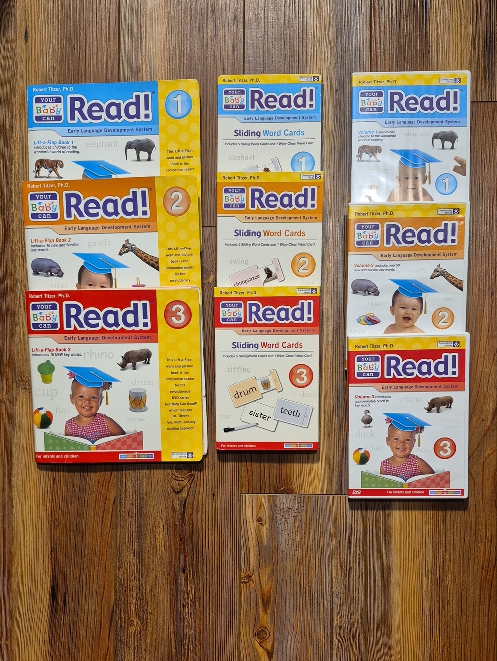 Your Baby Can Read Set - Vol. 1,2,3 Lift A Flap Books, Sliding Word Cards & DVDs